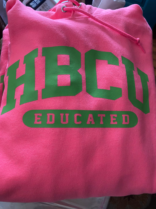 HBCU Educated Pink and green sweatshirt